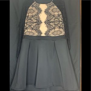 Peplum bottom Lace & Nude long sleeve top.